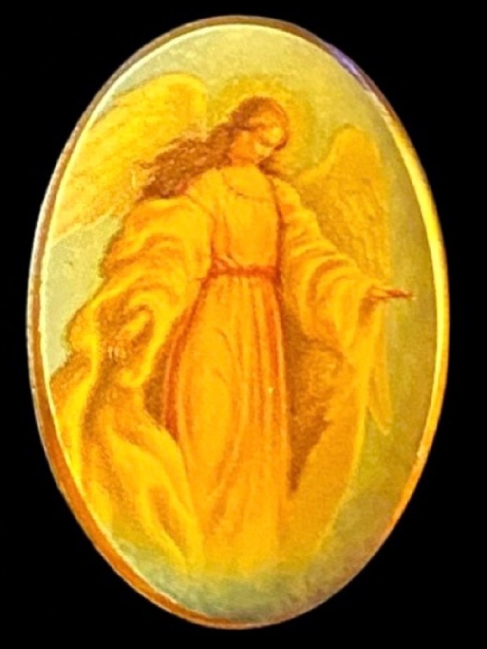 Beautiful Vintage Guardian Angel Lapel Pin 1-1/8”